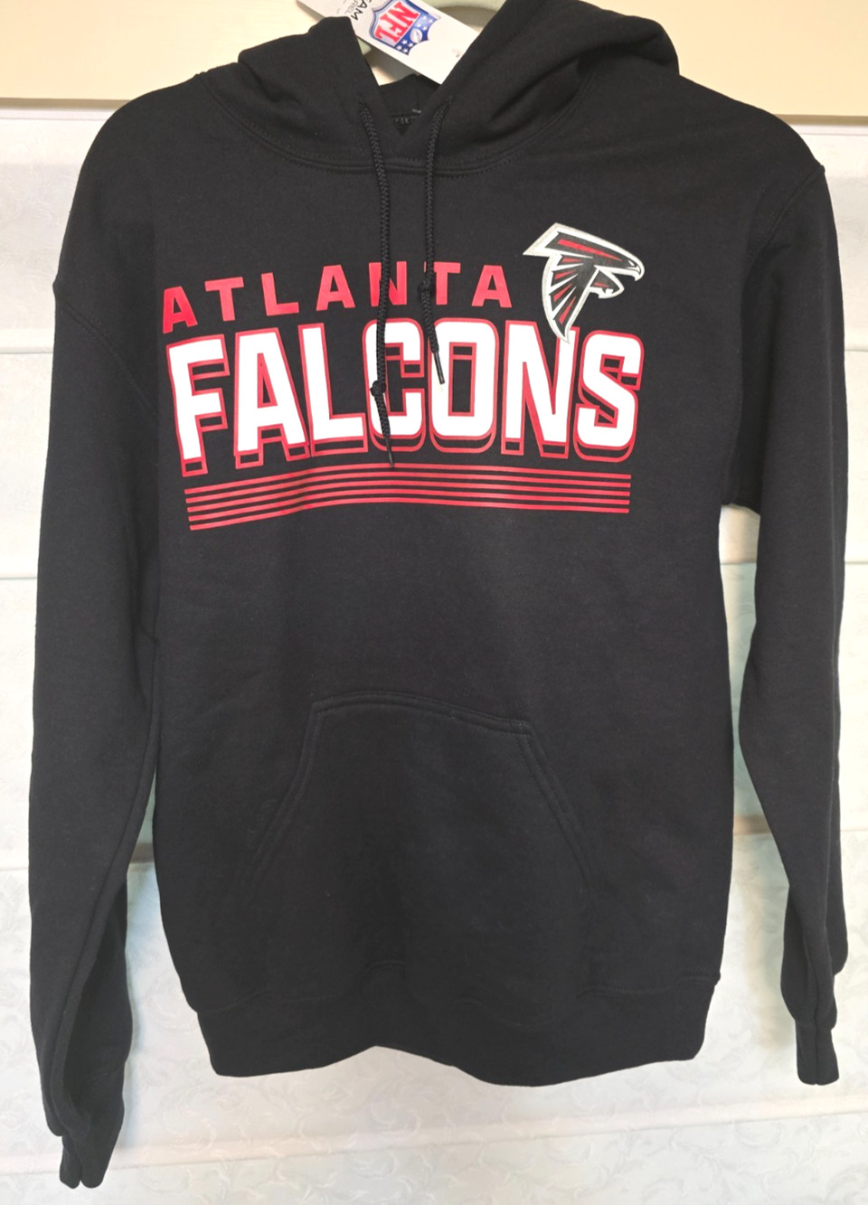 Atlanta Falcons Hoodie Mens Small Black NFL Team Apparel Pullover NWT CSA NEW